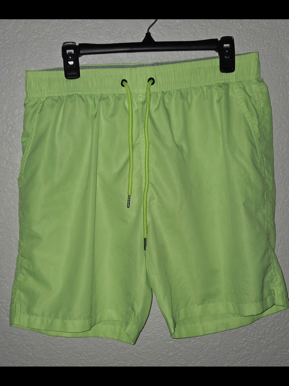 Men's Neon Green Swim Trunks - Lightweight Swim Shorts Sz 36 XL